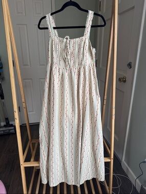 Cream Floral Stripe Maxi Dress